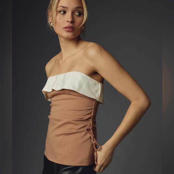 Anthropologie Strapless Side-Tie Ruched Top - Picture 7 of 10